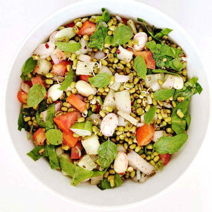 sprouted moong veggie salad