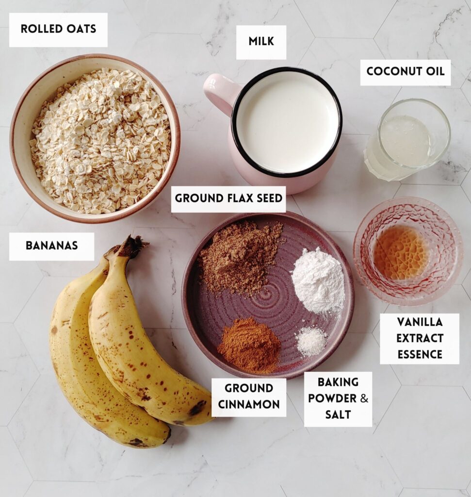 ingredients for oat banana panckaes