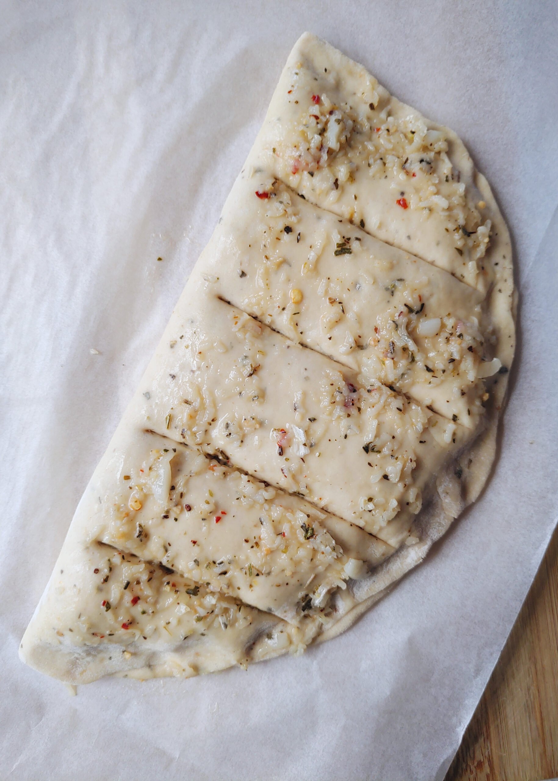 mushroom corn stuffed garlic bread ready to bake