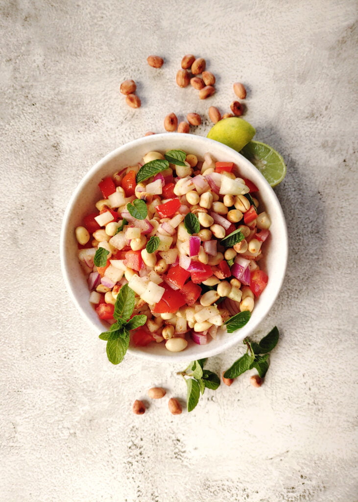 healthy peanut chaat in a bowl