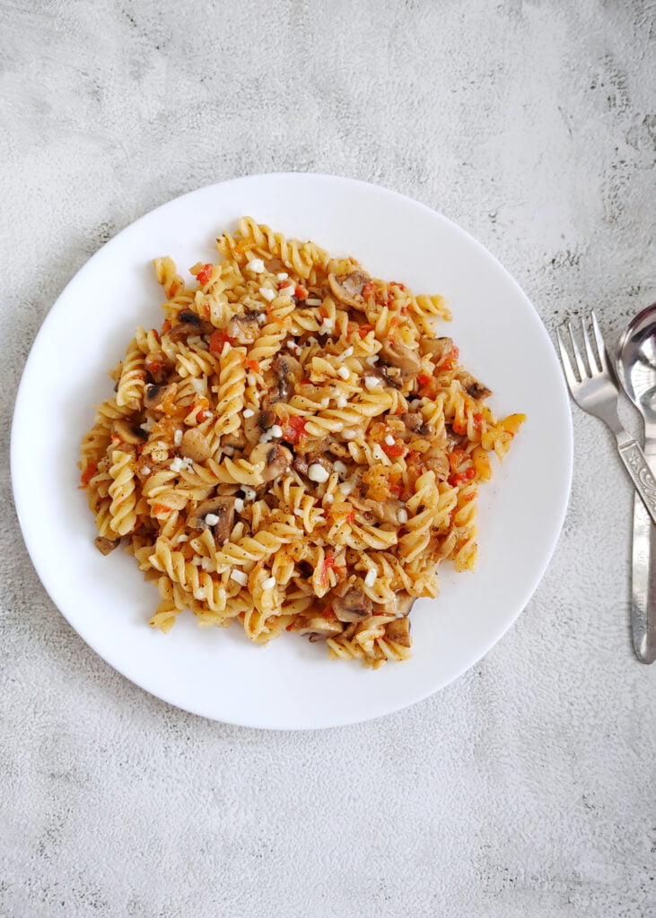 Mushroom Arrabbiata Pasta Served In a Plate - Photo 1