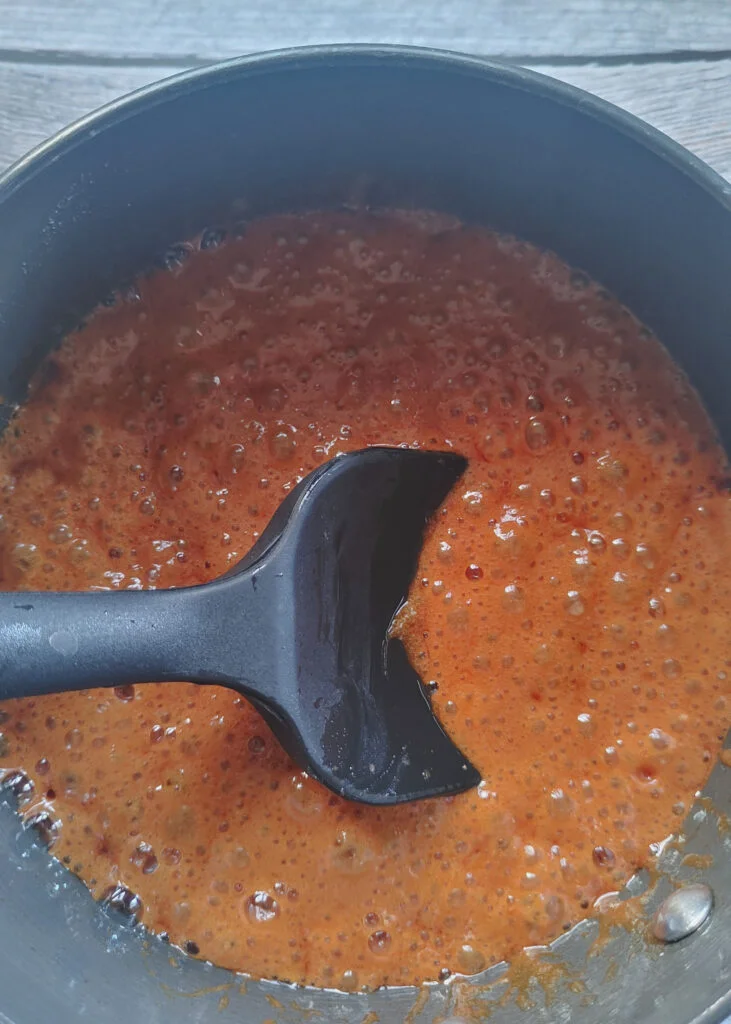 caramel sauce in a saucepan