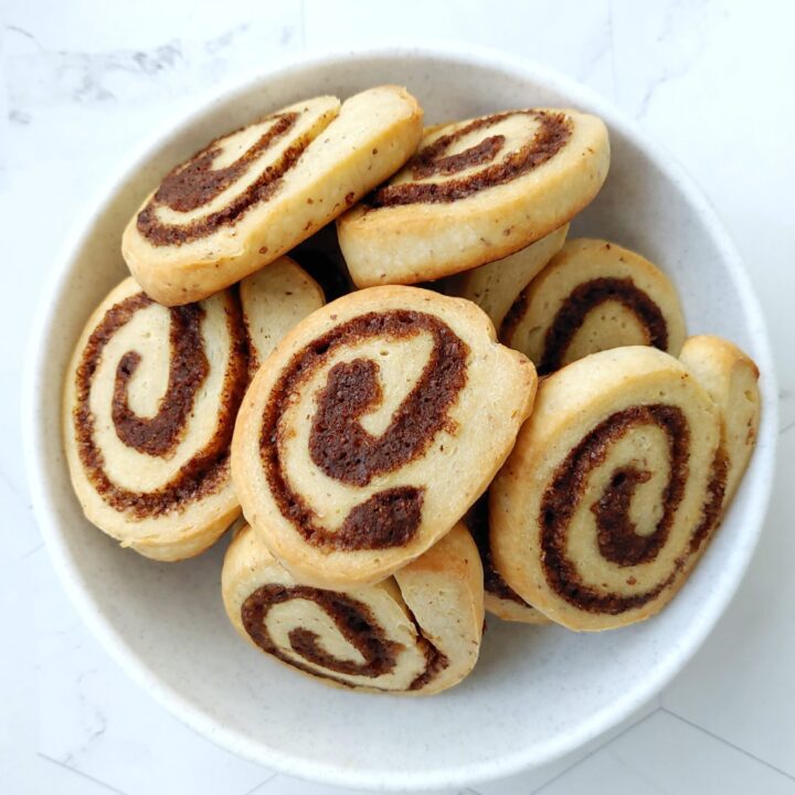 cinnamon roll cookies baked and kept in a bowl