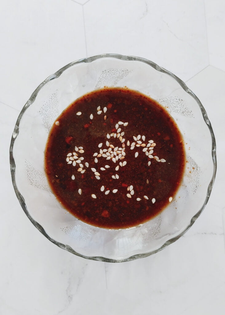 sweet sesame seed dressing served in a bowl