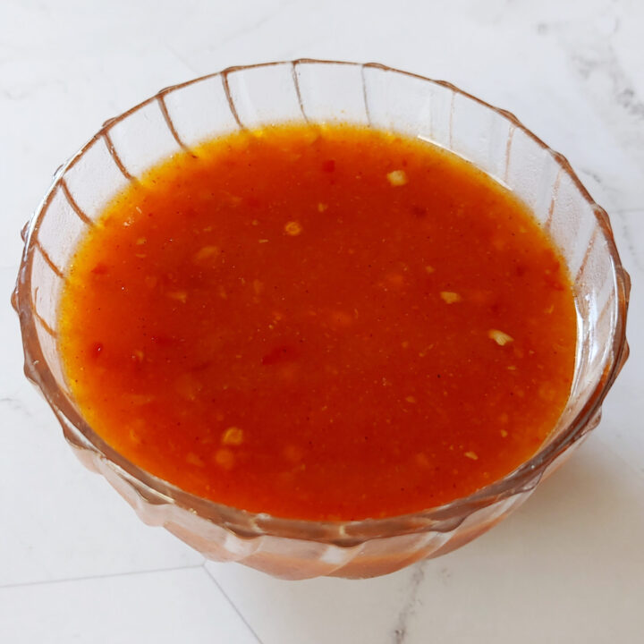 spring rolls dipping sauce served in a bowl