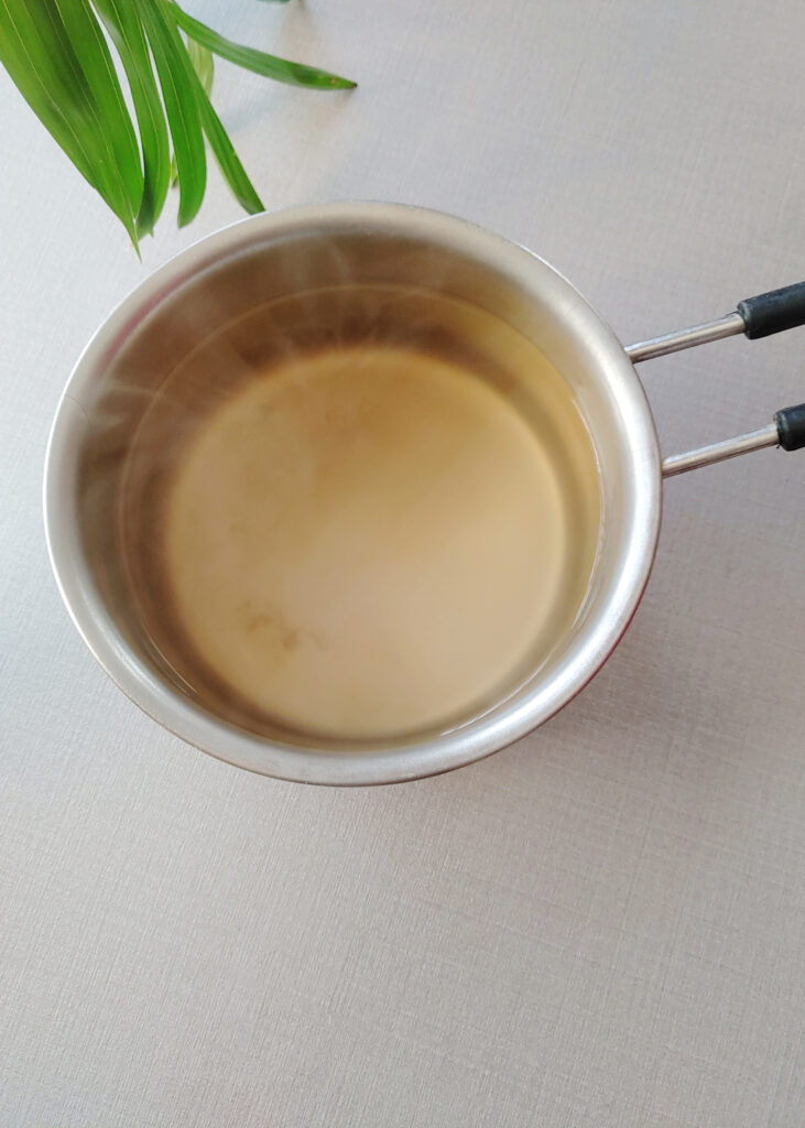 boiled vinegar water sugar and salt in a saucepan