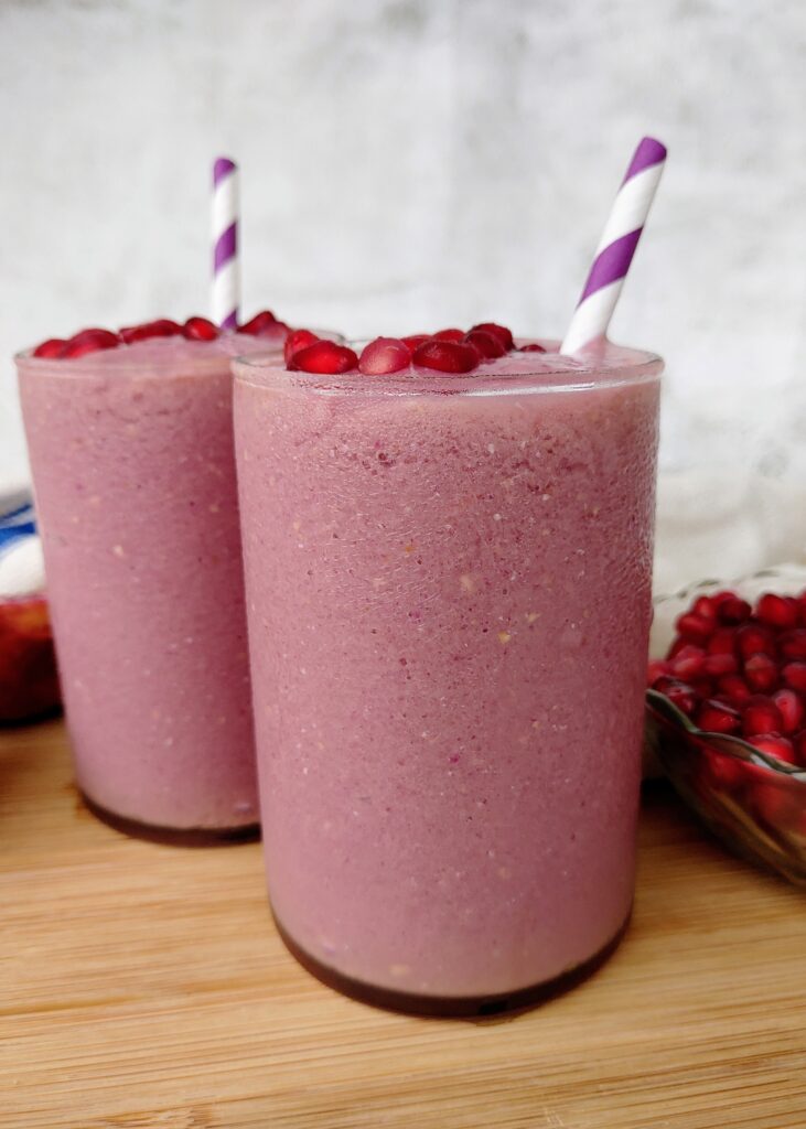 pomegranate smoothie in glasses