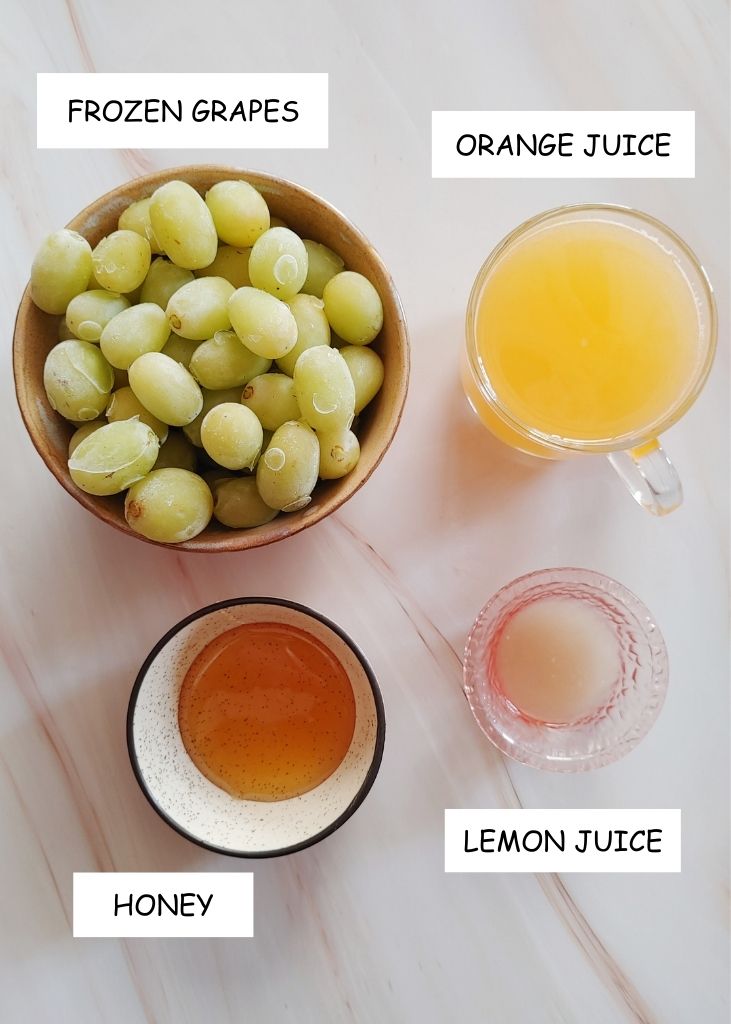 ingredients for grape orange slushy