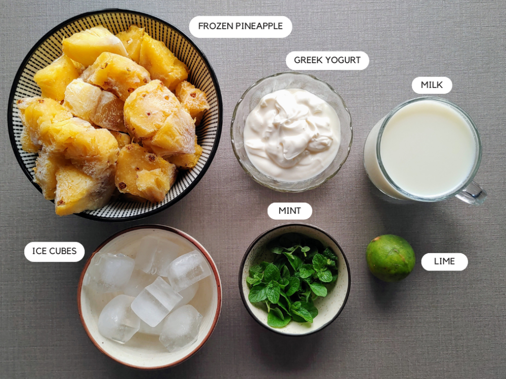 ingredients for pineapple smoothie.