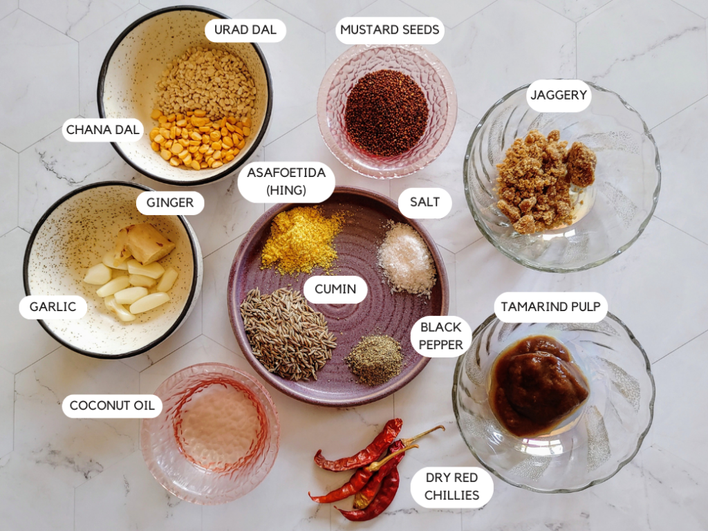 ingredients for south indian style tomato onion chutney